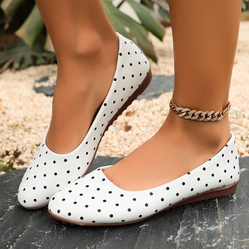 Women'S Fashion Loafers - Sapatilhas Femininas Brancas com Poás, Bico