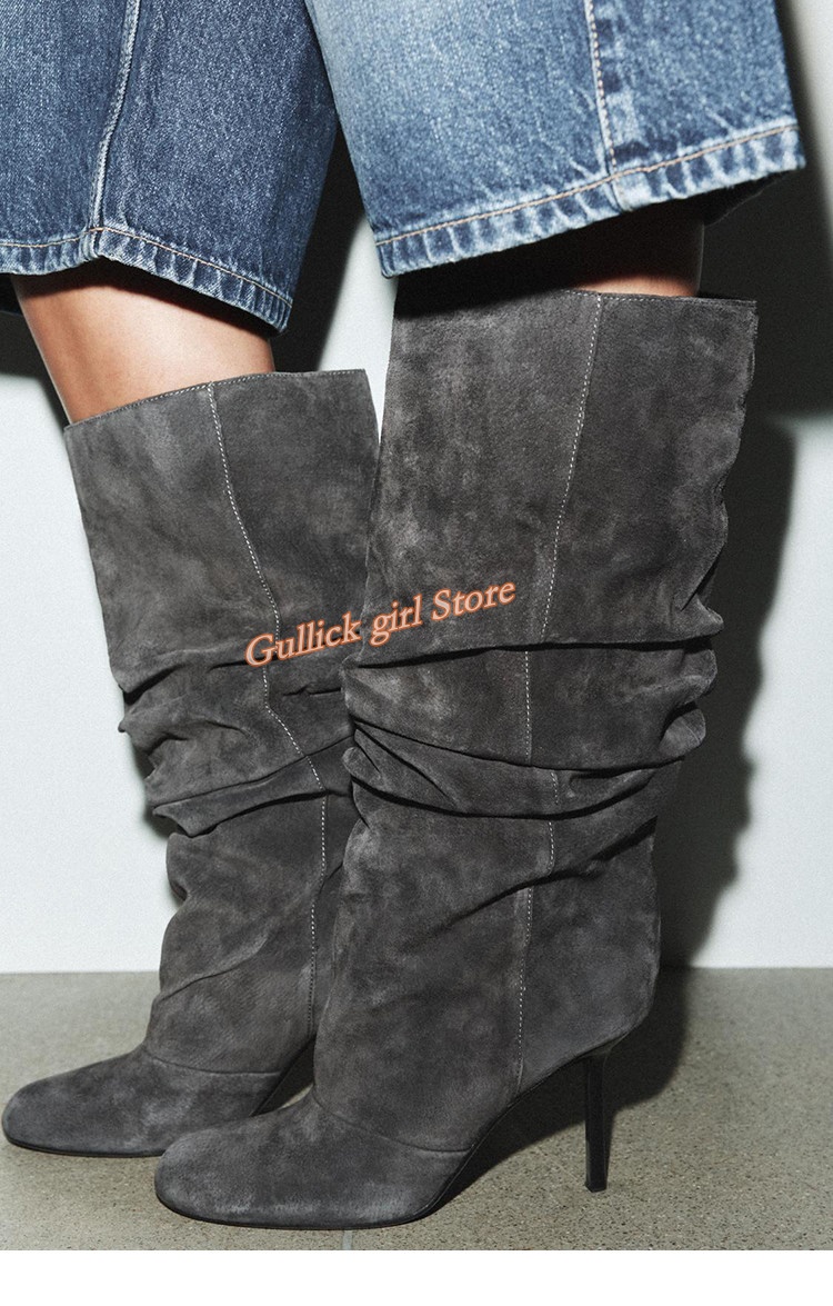 Women'S Fashion Winter 2026 - Botas de Camurça Cano Alto com