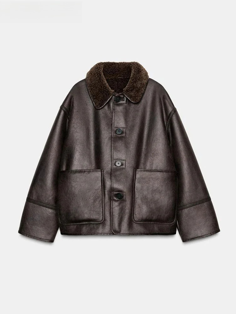 Women'S Fashion Utility Jacket - Moda dupla face sólida jaqueta feminina