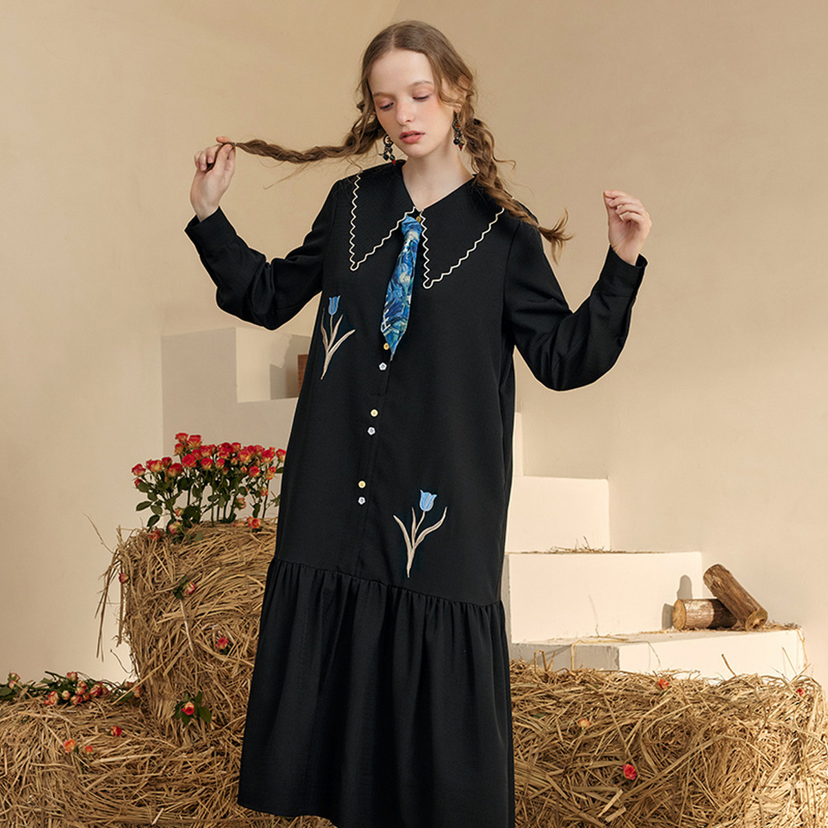 Women'S Fashion Petite - Vestido com estampa de ramos perfumados