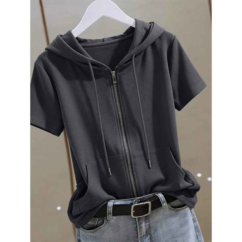 Women'S Fashion Zip Up Hoodies - Moletom feminino de verão com zíper
