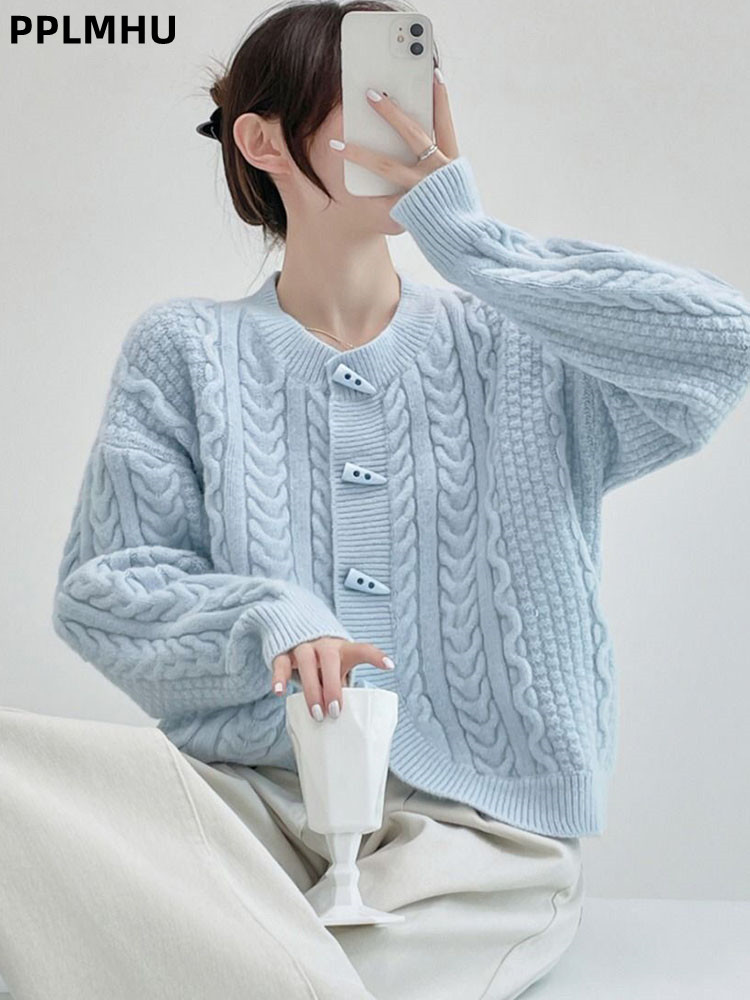 Women'S Fashion Gilet - Botão de chifre moda manga comprida