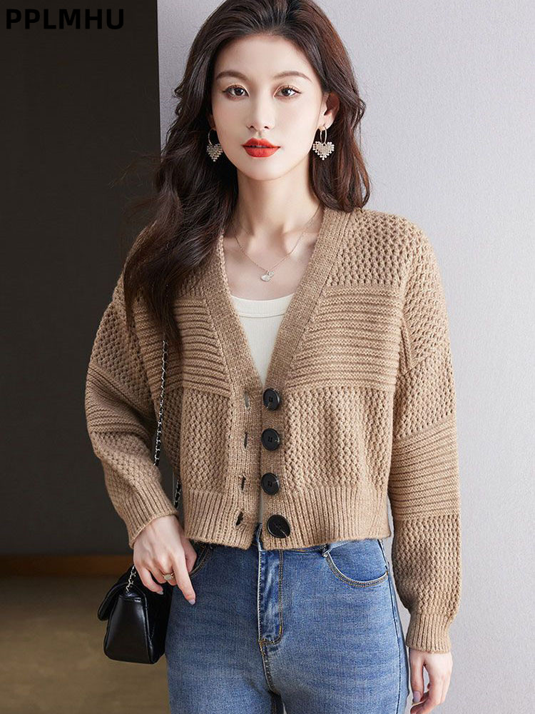 Women'S Fashion Gilet - Feminino casual curto de malha cardigan