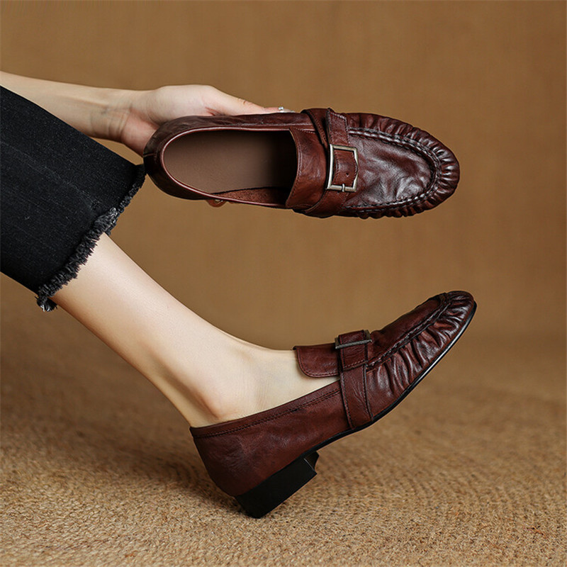 Women'S Fashion Loafers - Mocassins de couro genuíno para mulheres,