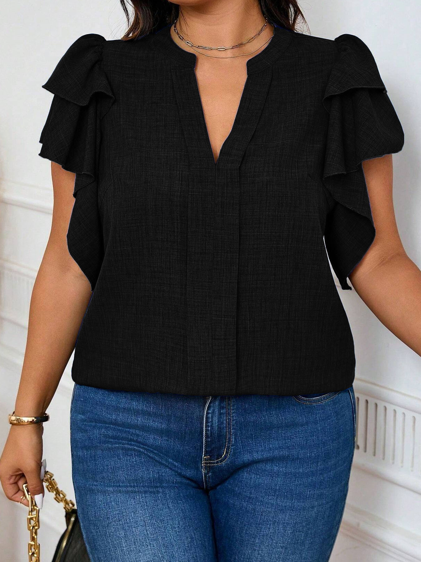 Women'S Fashion Essentials - Blusa Feminina Plus Size Elegante com