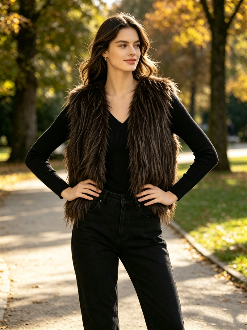 Women'S Fashion Gilet - Colete Feminino de Pele Sintética Guobioziy