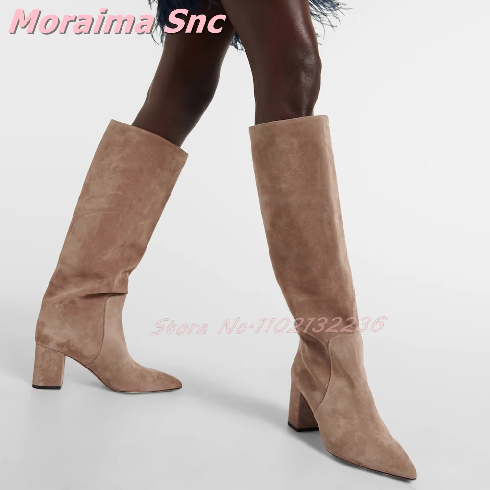 Women'S Fashion Winter 2026 - Camurça de couro apontou toe joelho