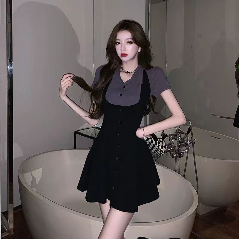 Women'S Fashion Petite - Vestido Pinafore Estilo Hong Kong com