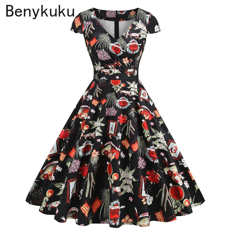 Vestido Feminino Estampado Cer - Women'S Fashion Of The 50S avaliação e preço