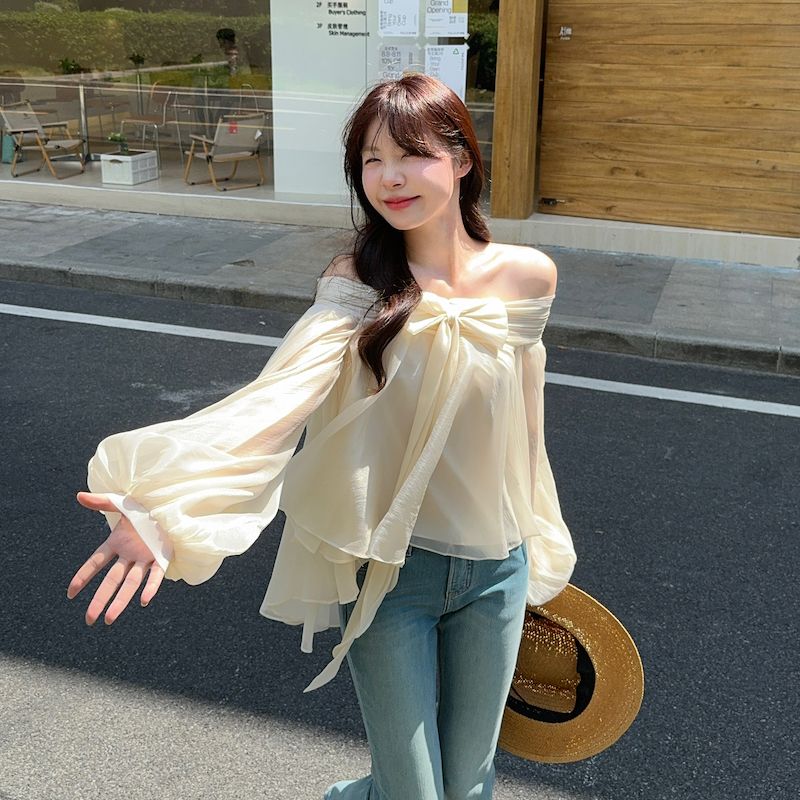 Camisa Feminina Estilo Francês - Off Shoulder Top avaliação e preço