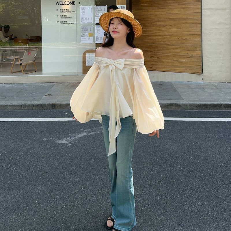 Camisa Feminina Estilo Francês - Off Shoulder Top avaliação e preço