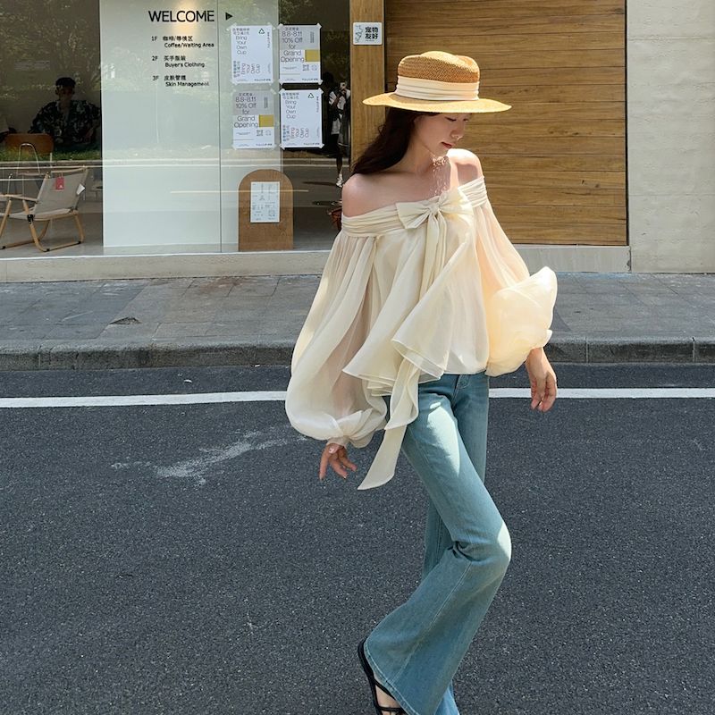 Camisa Feminina Estilo Francês - Off Shoulder Top avaliação e preço