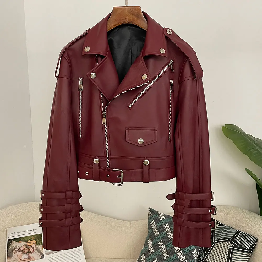 Jaqueta Feminina de Couro Genu - Women'S Fashion Utility Jacket avaliação e preço