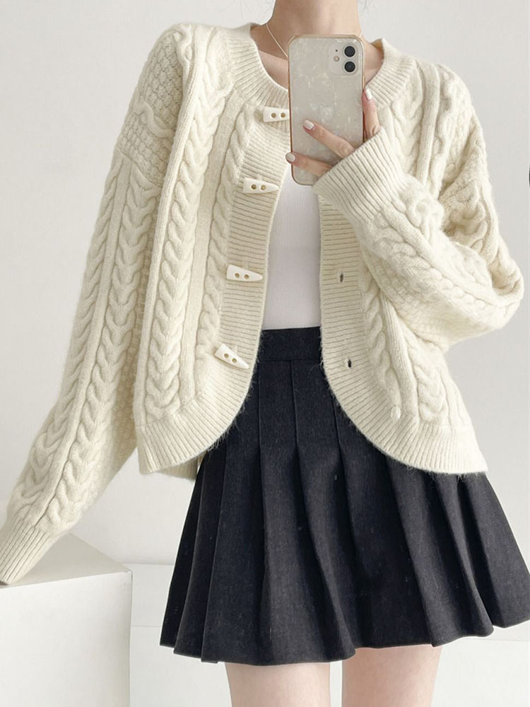 Botão de chifre moda manga com - Women'S Fashion Gilet avaliação e preço