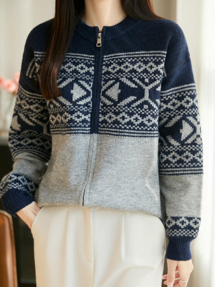 Cardigã de Tricô Jacquard Vint - Women'S Fashion Gilet avaliação e preço