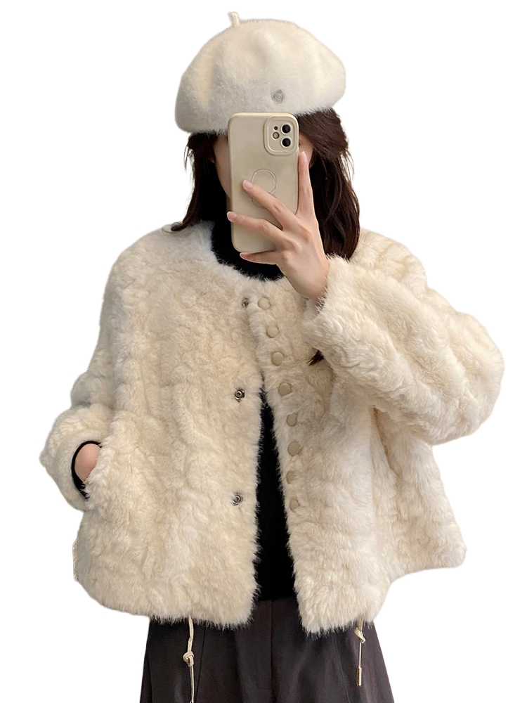 Casaco curto de pele de cordei - Women'S Fashion Petite avaliação e preço