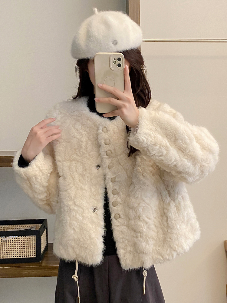 Casaco curto de pele de cordei - Women'S Fashion Petite avaliação e preço