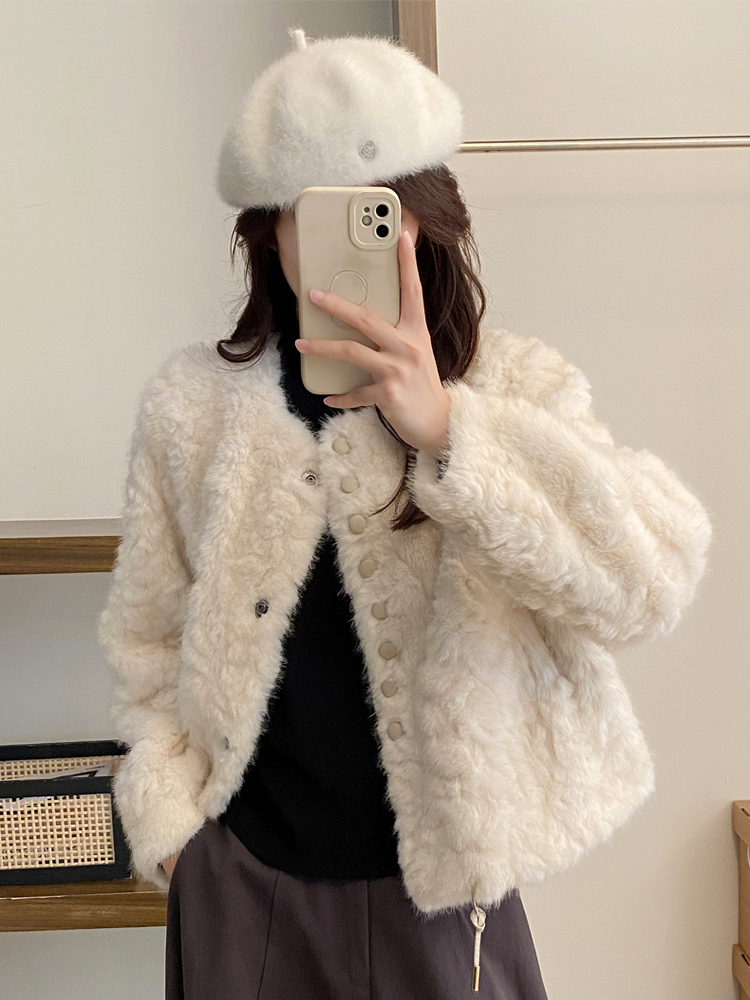 Casaco curto de pele de cordei - Women'S Fashion Petite avaliação e preço