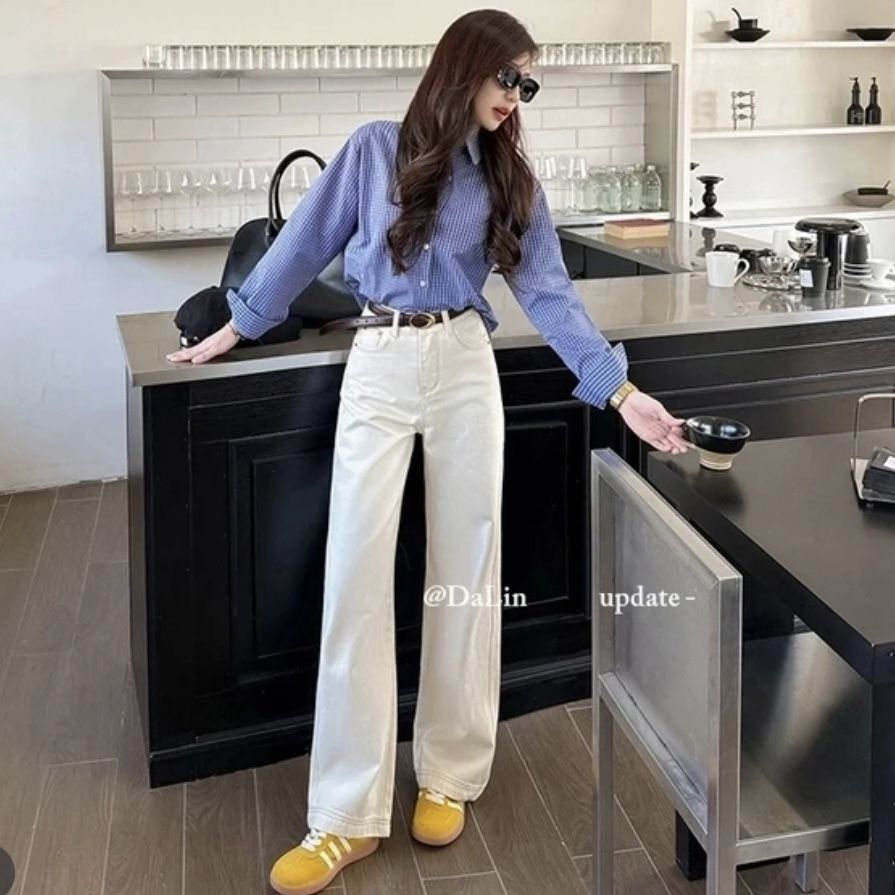 Calças jeans bege de cintura a - Women'S Fashion Petite avaliação e preço