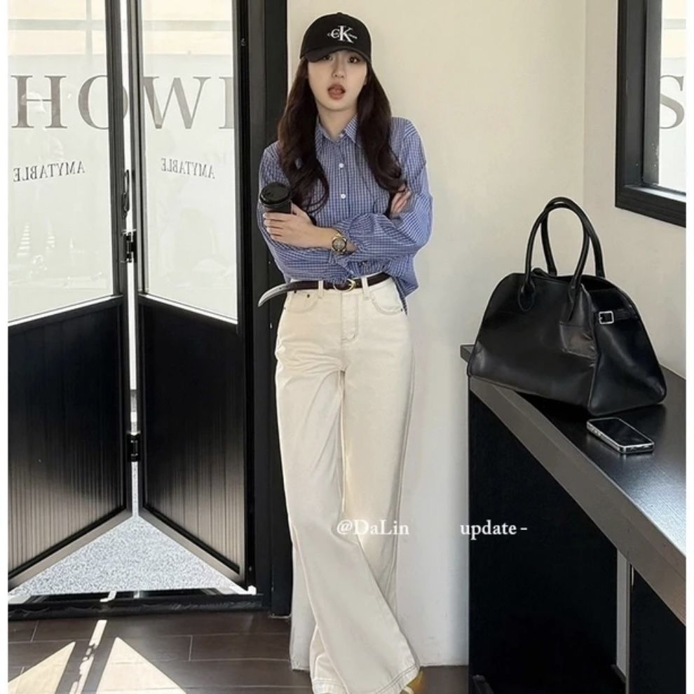 Calças jeans bege de cintura a - Women'S Fashion Petite avaliação e preço