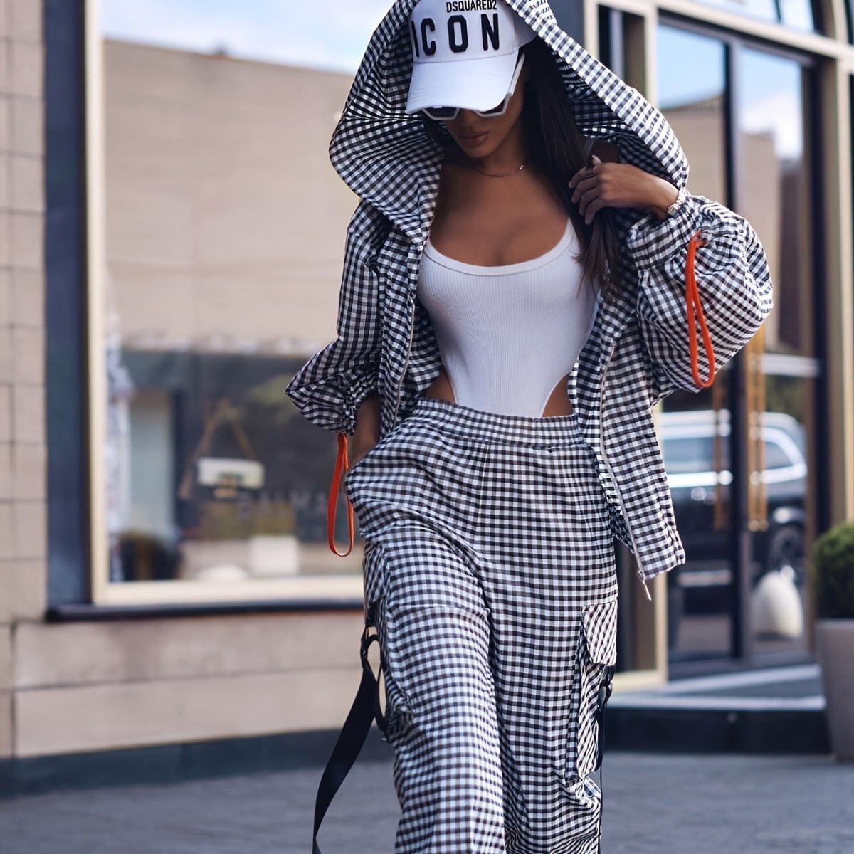 Primavera outono casual xadrez - Women'S Fashion Zip Up Hoodies avaliação e preço