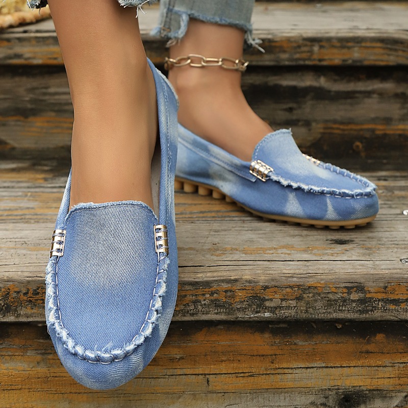 Mocassins de Denim Azul Claro  - Women'S Fashion Loafers avaliação e preço