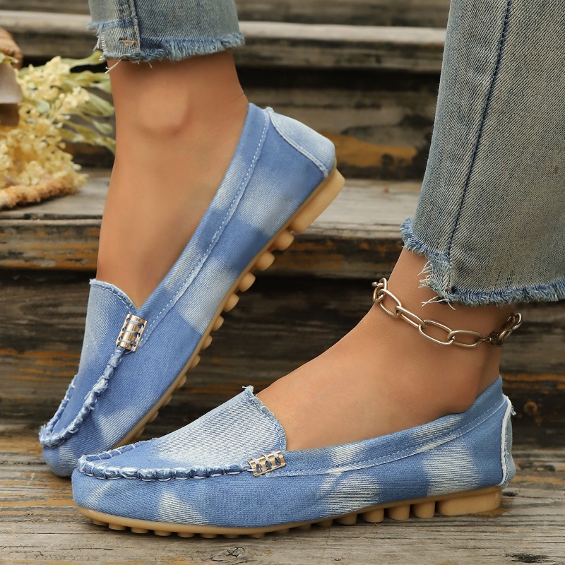 Mocassins de Denim Azul Claro  - Women'S Fashion Loafers avaliação e preço