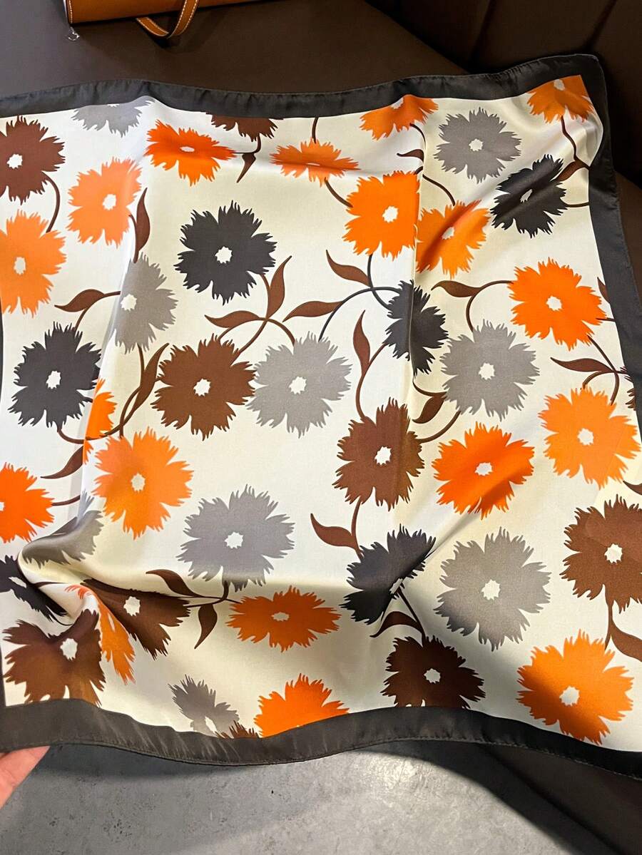 1pc Lenço Floral Laranja Novo  - Women'S Fashion Essentials avaliação e preço
