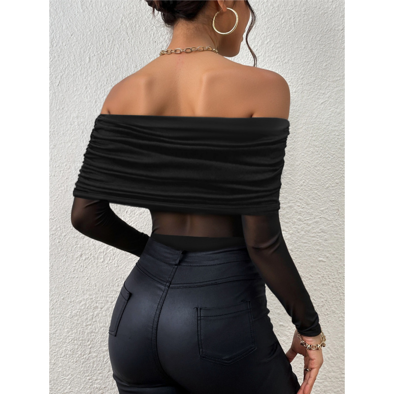 Camiseta Ajustada de Manga Lon - Off Shoulder Top avaliação e preço