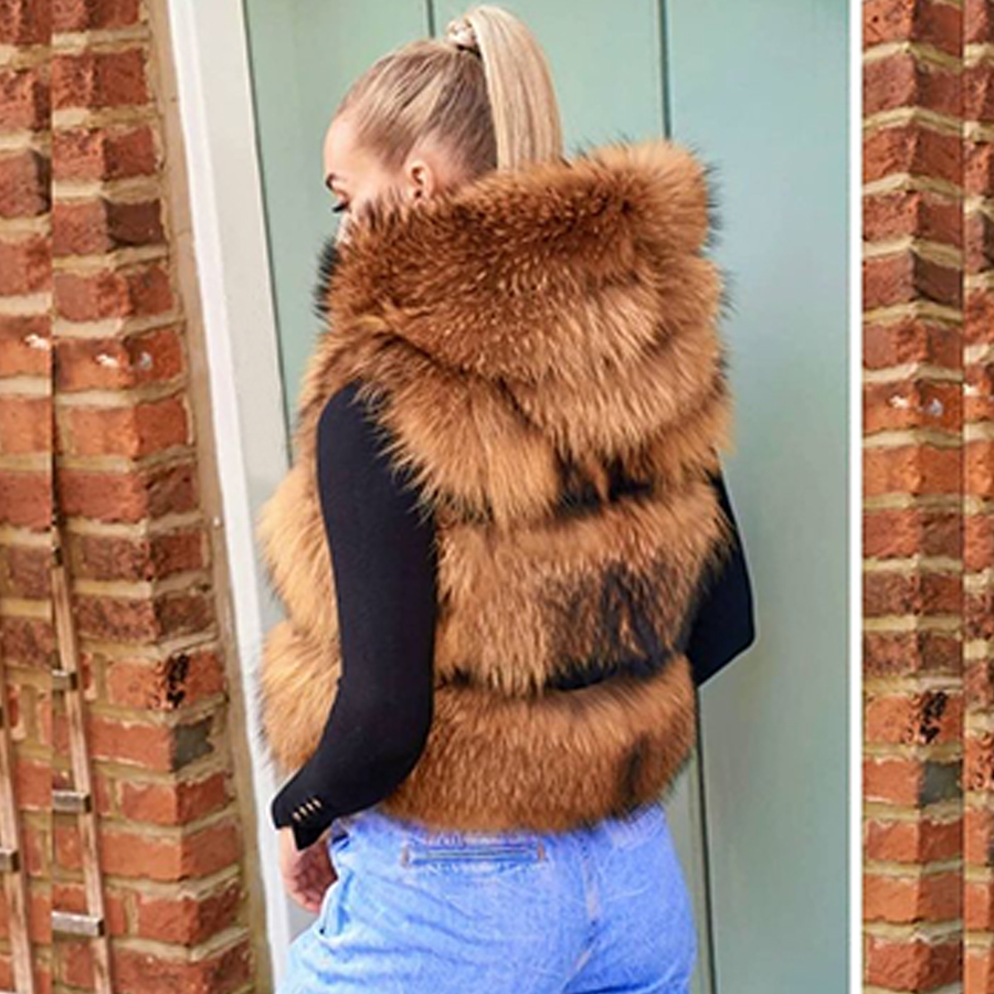 Colete de pele de guaxinim rea - Women'S Fashion Gilet avaliação e preço